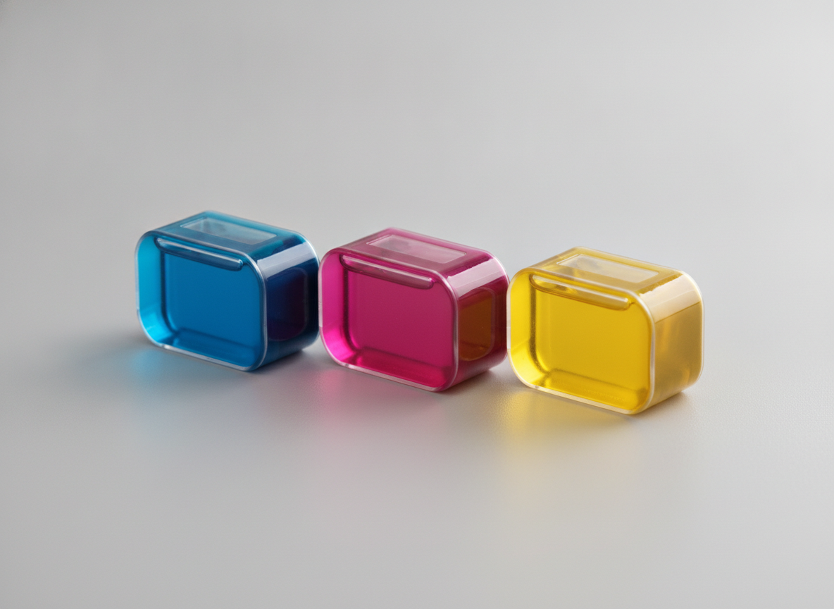 Cartouches d'encre couleur cyan magenta jaune